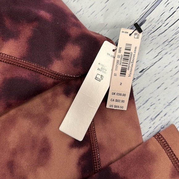 NWT VS VICTORIAS SECRET TIE DYE BROWN BURGUNDY LEGGINGS HIGH WAIST POCKETS 2 XS - Picture 8 of 10